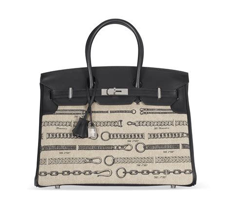 HERMES Swift Toile De Camp Dechainee Birkin 35 Black